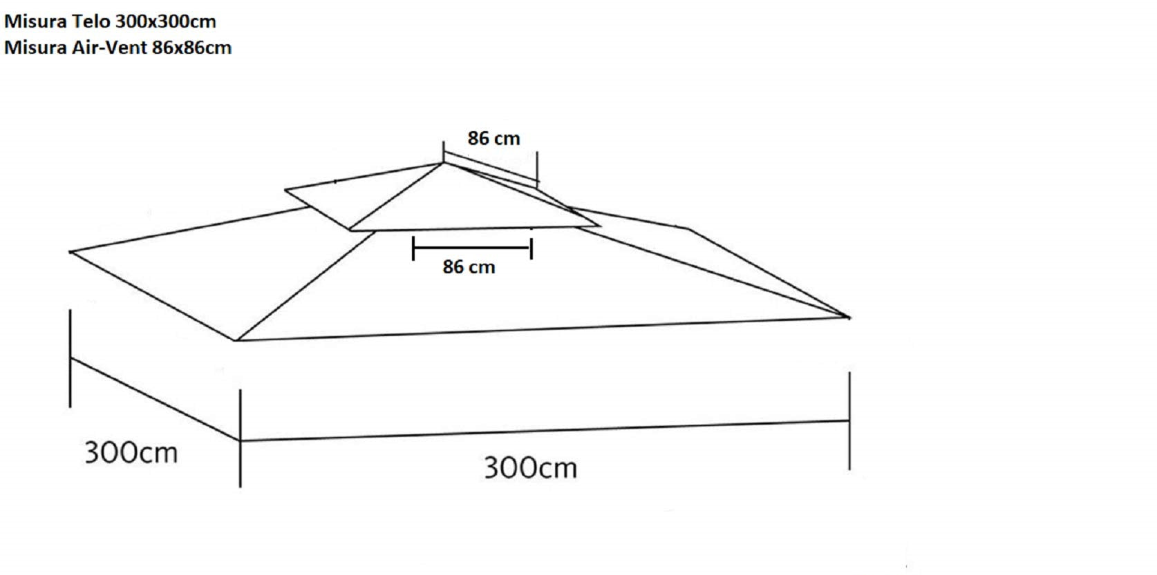 Telo di ricambio GAZEBO 3x3mt con airvent colore bianco - HDcasa