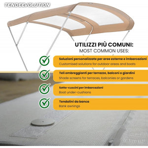 Telo PVC MICROFORATO Ombreggiante Avorio | Telone Occhiellato Ogni 25CM 350g/mq | Copertura Esterna | 5x8m | Resistente Multiuso