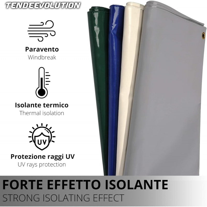 Telo PVC Impermeabile Grigio | Telone Occhiellato ogni 25CM 650g/mq | Copertura Esterna | 5x5m | Resistente Protezione Multiuso