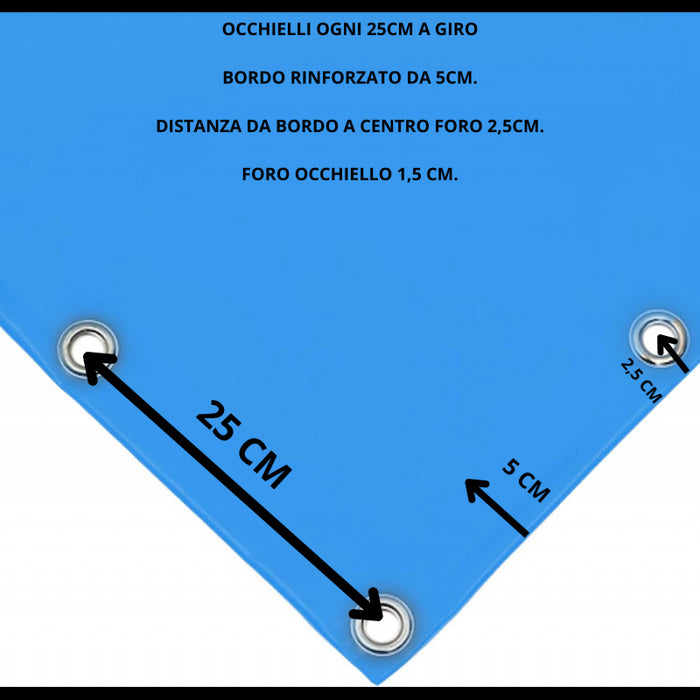 Telo PVC Impermeabile Avorio | Telone Occhiellato ogni 25CM 650g/mq | Copertura Esterna | 5x5m | Resistente Protezione Multiuso