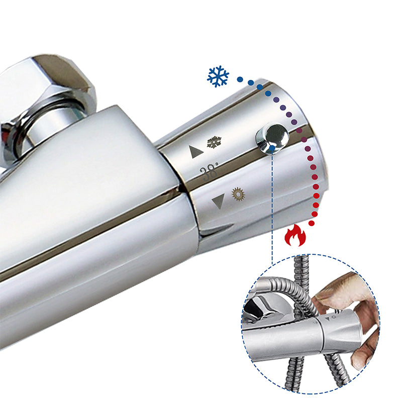 AICA ITALY Sistema Doccia con Miscelatore Termostatico a 38℃, Colonna Doccia Quadrato in Acciaio Inox Altezza Regolabile 85-125cm Cromo