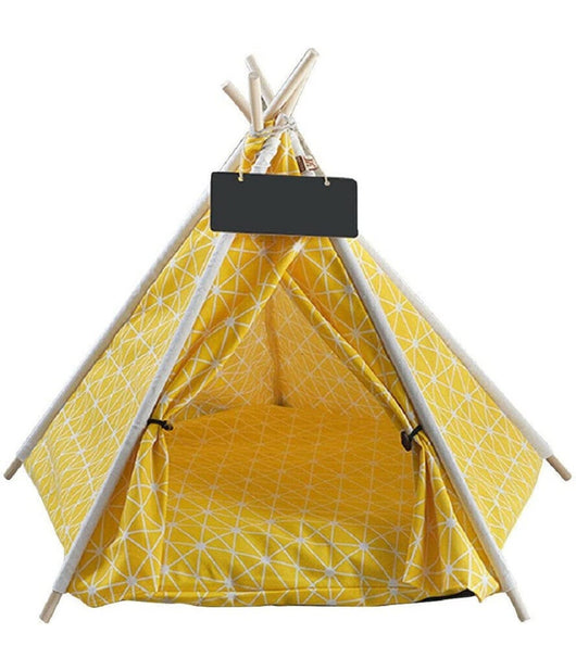 Tenda Cuscino Pieghevole Giallo Grande Animali Domestici Gatto Cane 60x60x90cm         