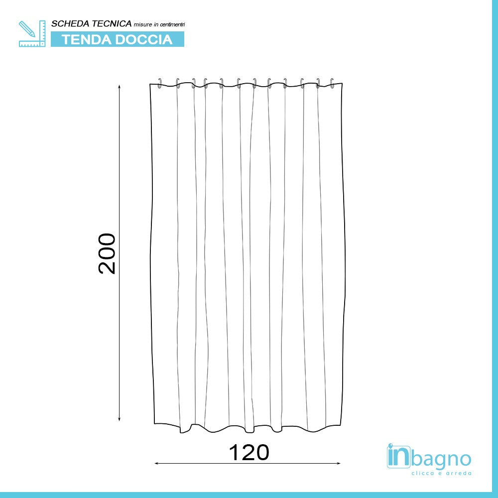 Tenda Per Doccia In Vinile 120 X 200h Cm a Righe Azzurre con Ganci