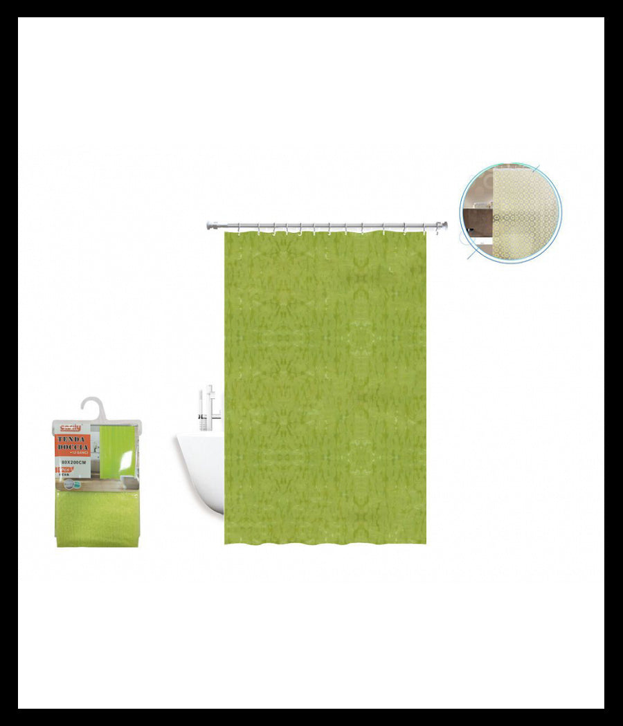 Tenda Doccia Antimuffa Impermeabile 180 X 200 Cm Con Anelli Bagno Verde 2d 52130         