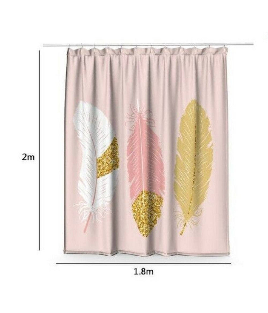 Tenda Doccia Antimuffa Impermeabile 180x200cm Con Anelli Bagno Rosa Piume 69792         