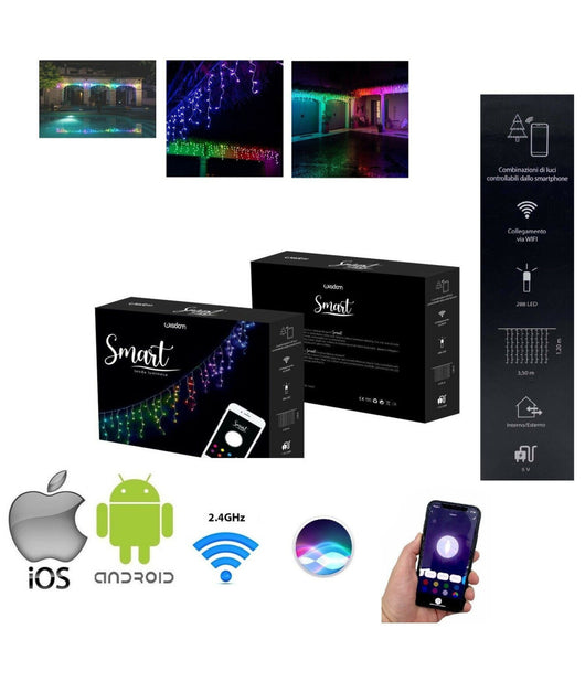 Tenda Luminosa Con Controllo Remote Smart Con App 288 Luci A Led Rgb 3,50x1,20mt         