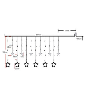Tenda Luminosa Natalizia 140led Con Stelle Colorate Rgb 2mt Esterno Prolungabile         