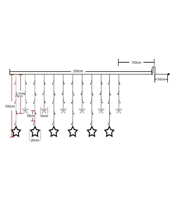 Tenda Luminosa Natalizia 140led Con Stelle Colorate Rgb 2mt Esterno Prolungabile         