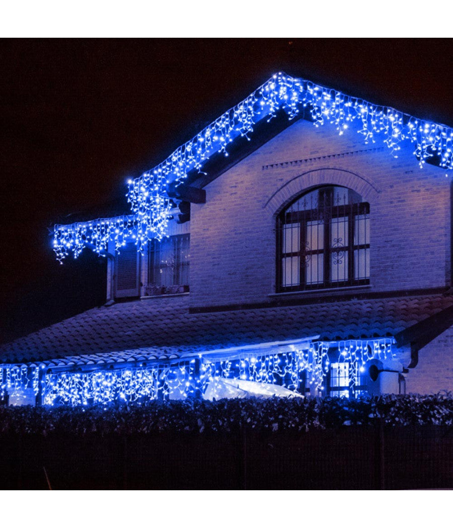 Tenda Luminosa Natalizia 150 Led Con Flash Luce Blu 3mt Esterno Prolungabile         