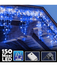 Tenda Luminosa Natalizia 150 Led Con Flash Luce Blu 3mt Esterno Prolungabile         