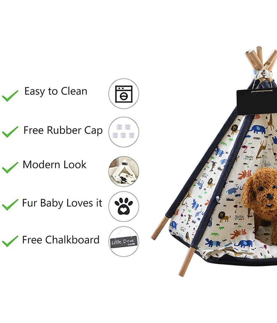 Tenda Per Cani Gatti Rimovibile Lavabile Con Morbido Cuscino In Tela 60x60x90cm         