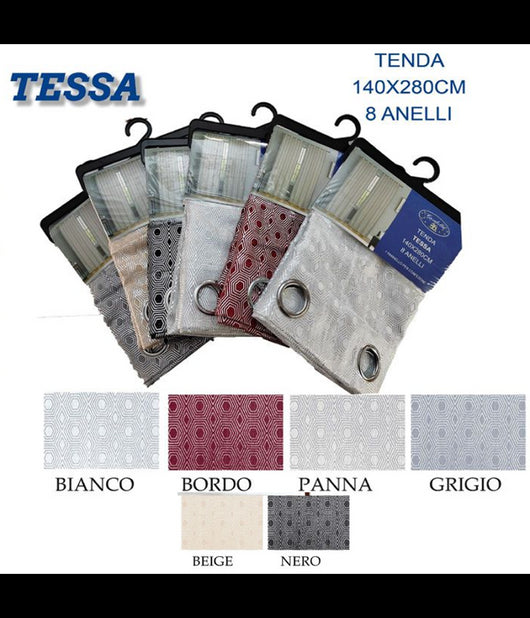 Tenda Tessa Cuori Pannello Singolo 8 Borchie Porta Finestra Bastone 140x280 Cm         