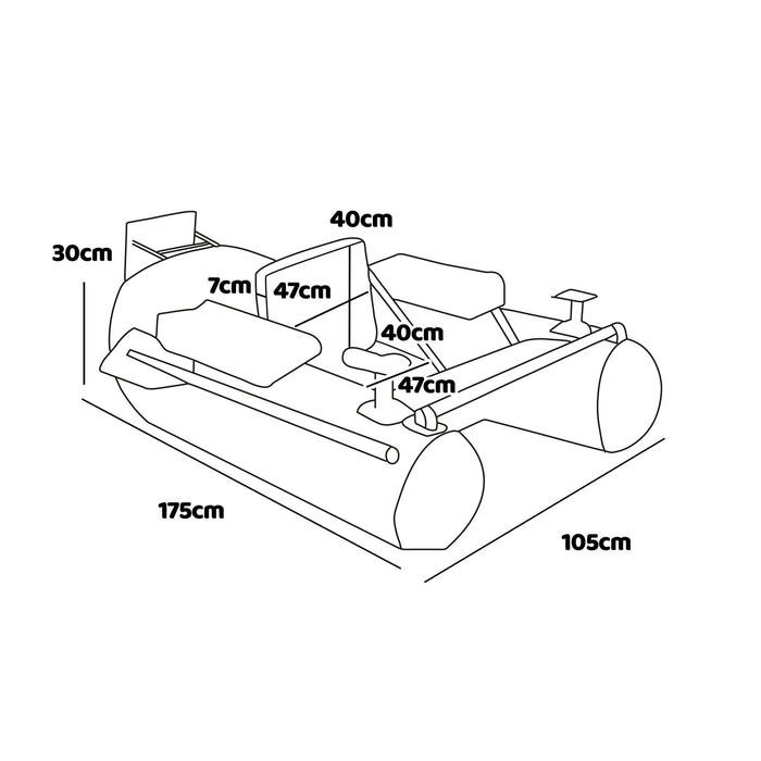 Tendy - Belly boat Barca da pesca gonfiabile in PVC con doppia camera d'aria, 175 cm