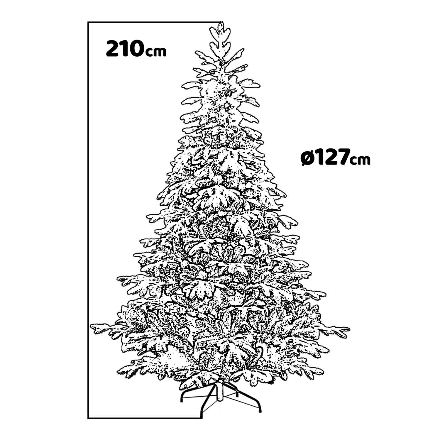 Courmayeur - Albero di Natale innevato effetto realistico in PE e PVC ø127x210H, 1073 rami