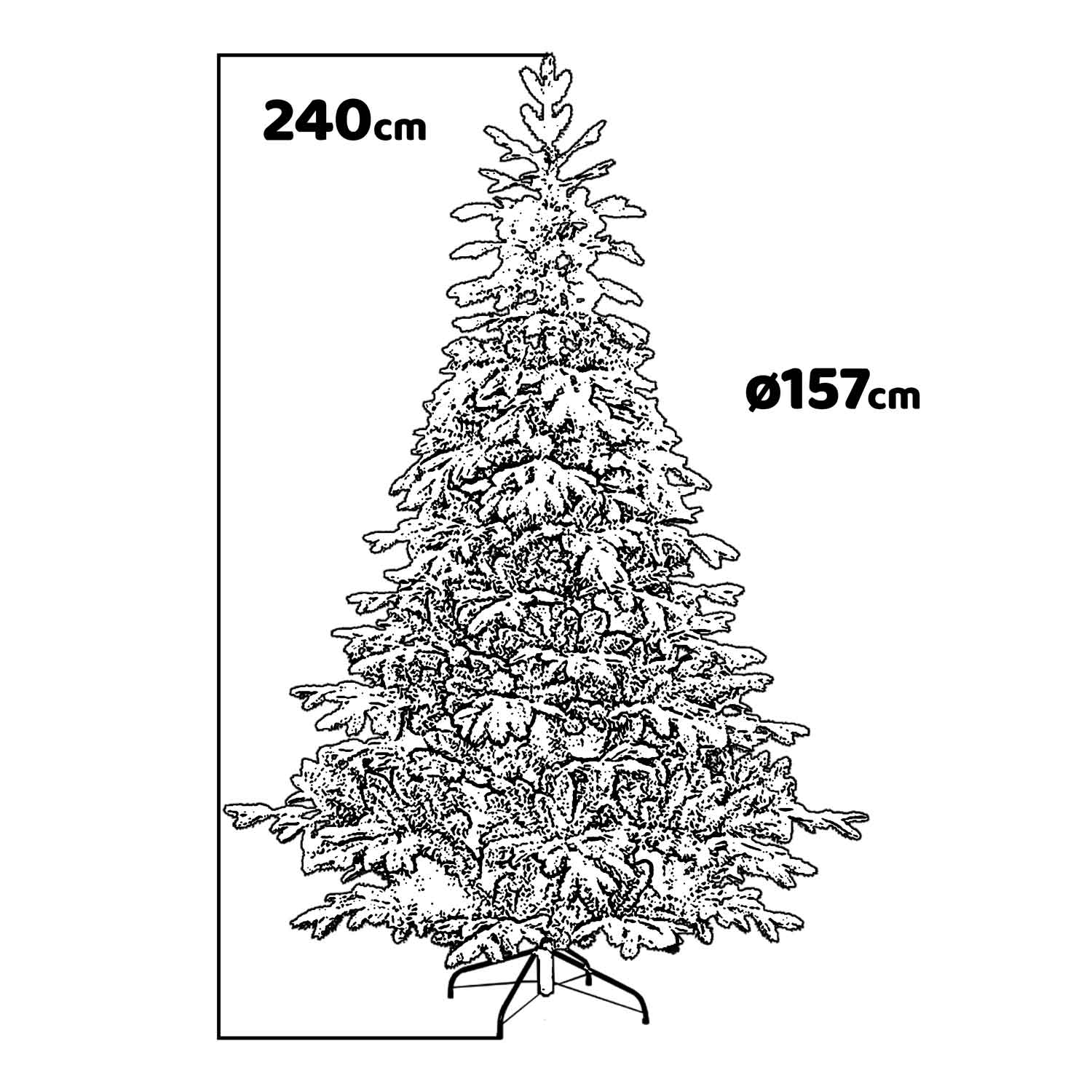 Courmayeur - Albero di Natale innevato effetto realistico in PE e PVC ø157x240H, 1598 rami