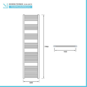 Termoarredo bagno cromato 50x180 interasse 45 cm