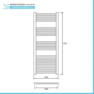 Termoarredo bagno scaldasalviette 45x120 cromo curvo interasse 40 cm