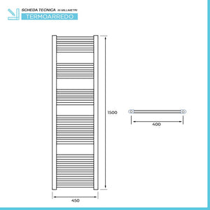 Termoarredo bagno scaldasalviette 45x150 cromo curvo interasse 40 cm