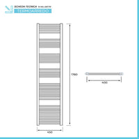 Termoarredo bagno scaldasalviette 45x180 cromo interasse 40 cm