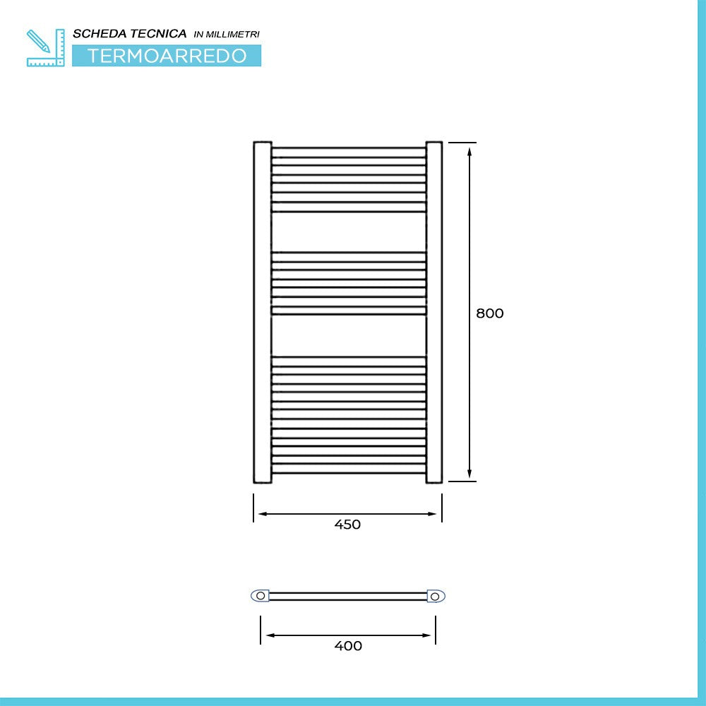 Termoarredo bagno scaldasalviette 45x80 cromo curvo interasse 40 cm