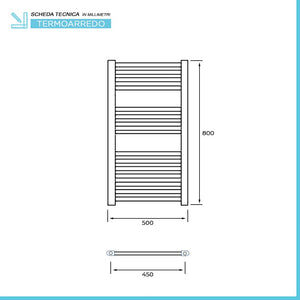 Termoarredo bagno scaldasalviette 50x80 cromo curvo interasse 45 cm