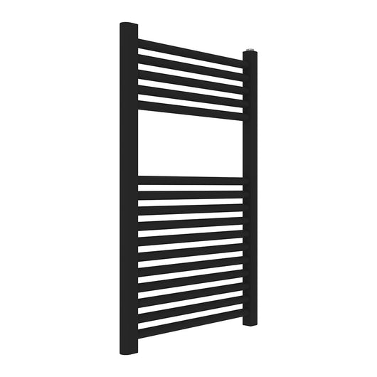 Termoarredo design nero opaco L 50x77 interasse 45 cm completo di valvole