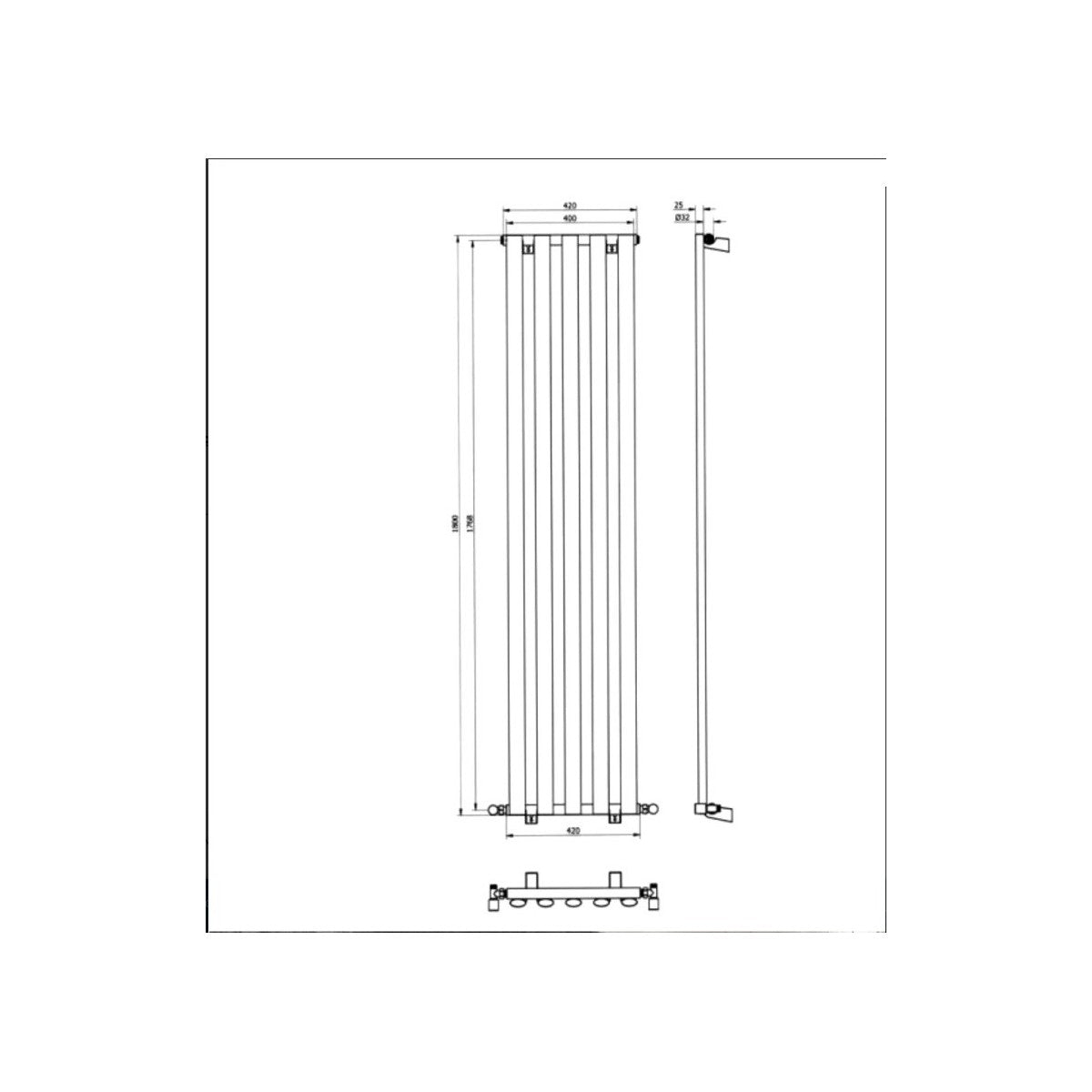 Termoarredo radiatore bagno divina 42x180cm, colore cromato