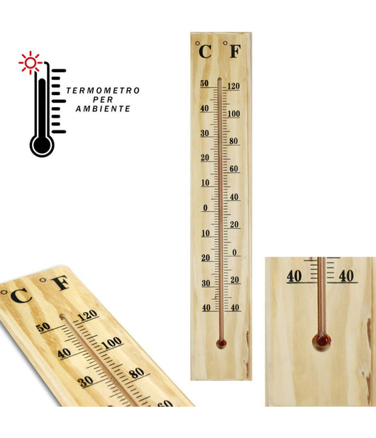 Termometro Interno Esterno Da Muro In Legno °c °f Casa Ufficio Giardino         