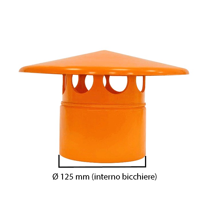 Testa esalatore  in pvc : Colore - Arancio, Diametro - 125