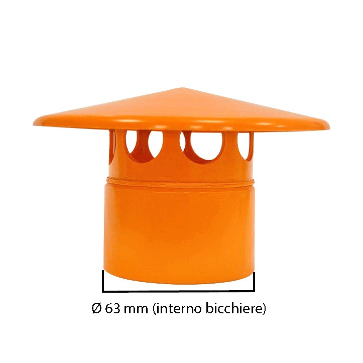 Testa esalatore  in pvc : Colore - Arancio, Diametro - 63