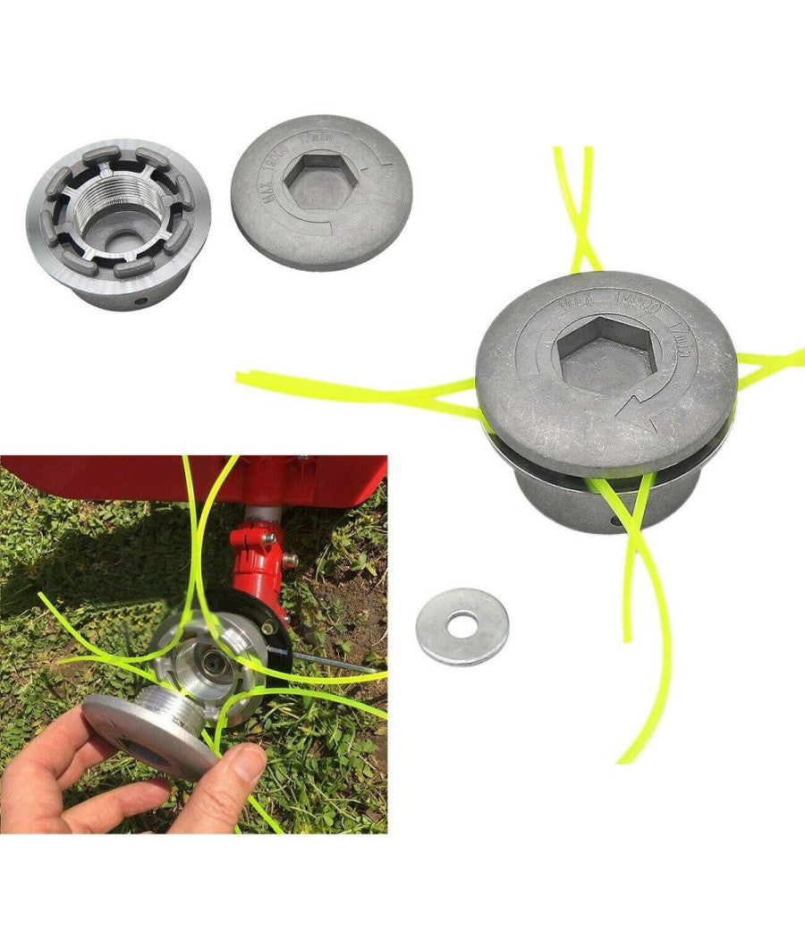 Testina In Alluminio Universale Per Decespugliatore Tosaerba Tagliaerba 4 Fili         