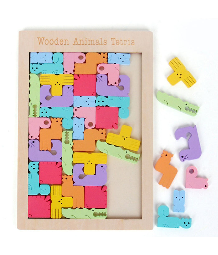 Tetris Animaletti Puzzle Creativo Con Animali Legno Giocattoli Educativi Bambini         