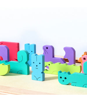 Tetris Animaletti Puzzle Creativo Con Animali Legno Giocattoli Educativi Bambini         