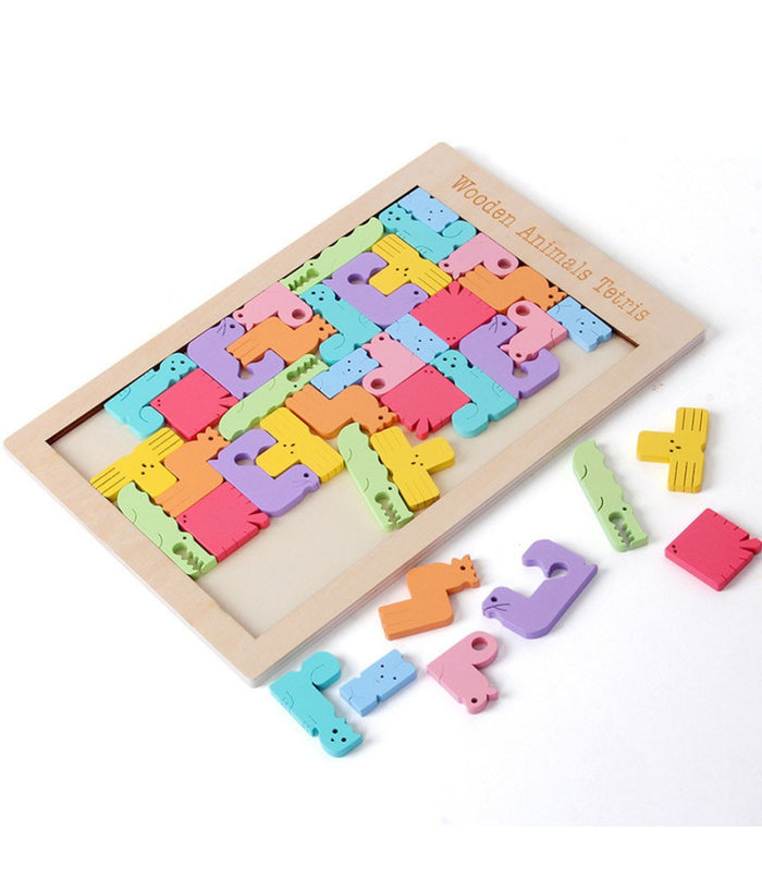 Tetris Animaletti Puzzle Creativo Con Animali Legno Giocattoli Educativi Bambini         