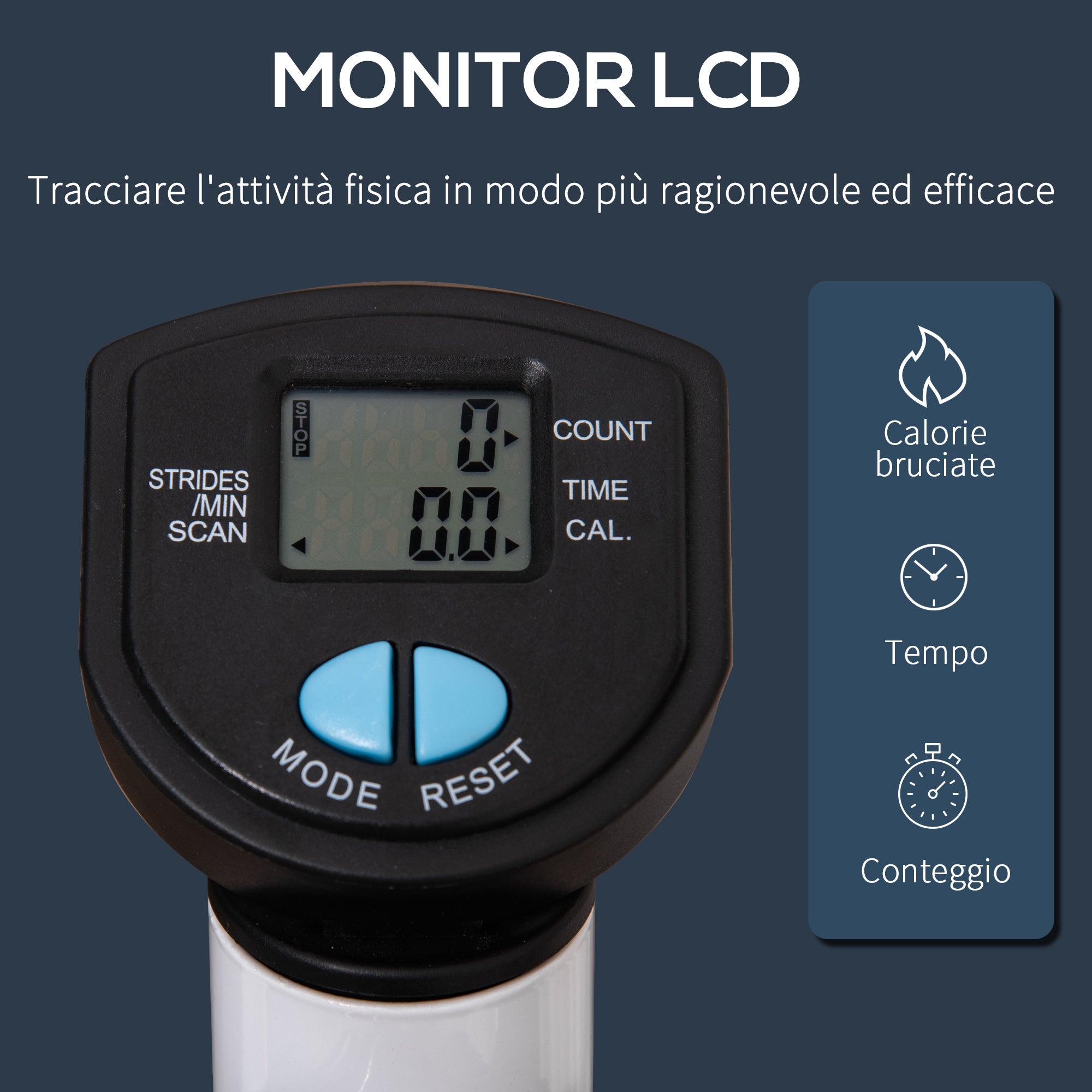 Stepper con Manubrio Monitor LCD 55x44x108A cm Bianco e Blu