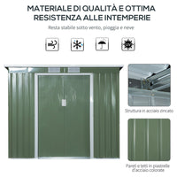 CASA CASETTA BOX PORTA ATTREZZI GIARDINO PORTE SCORREVOLI ACCIAIO 213×173×130cm