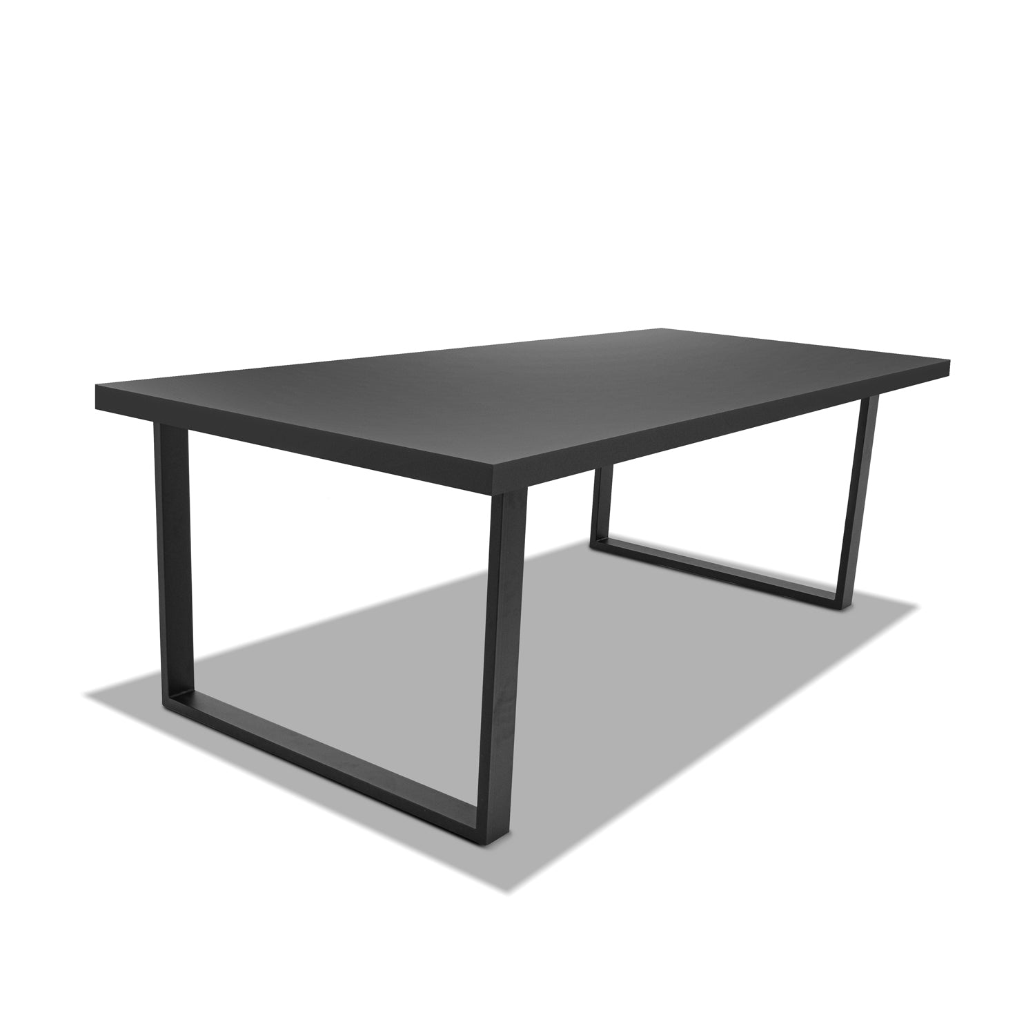 Tavolo da pranzo 220x100cm in legno e metallo con piedi squadrati e ripiano in colore legno nero