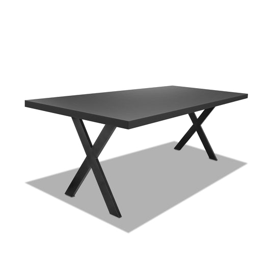 Tavolo da pranzo 220x100cm in legno e metallo con piedi ad "X" e ripiano in colore legno nero