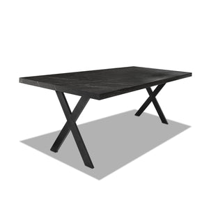 Tavolo da pranzo in legno e metallo con piedi a X neri - 220x100 cm