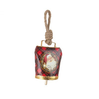 Pendaglio wendi campana tartan  rosso con babbo natale