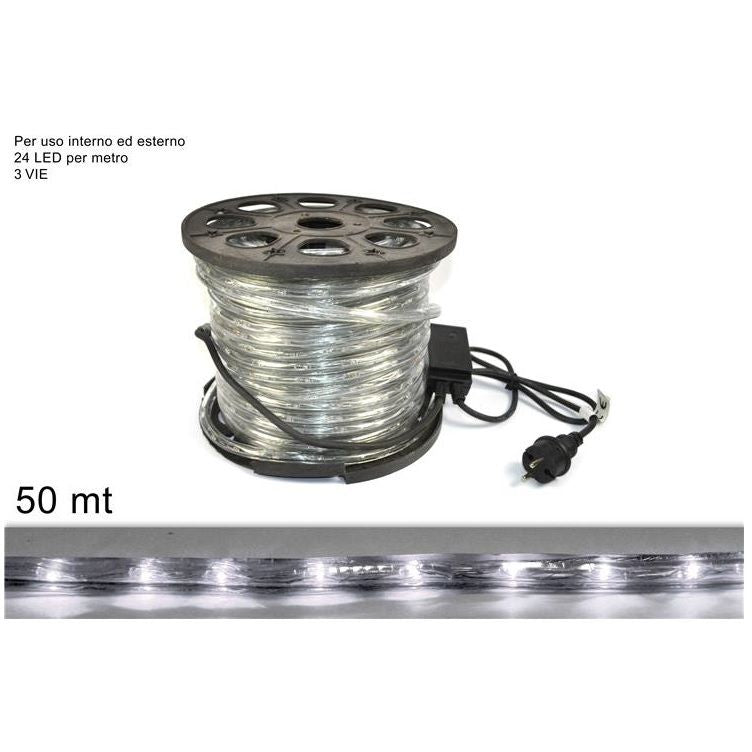 Tubo led 50mt 3 vie bianco