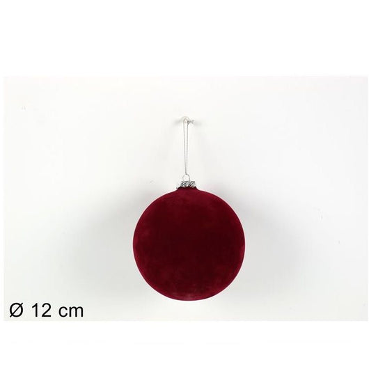 Palla vetro floccato 12cm rosso