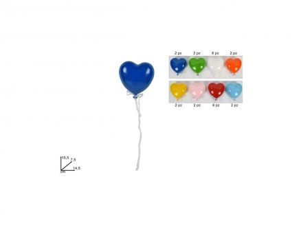 Palloncino cuore ceramica 15,5cm colori assortiti prezzo caduno