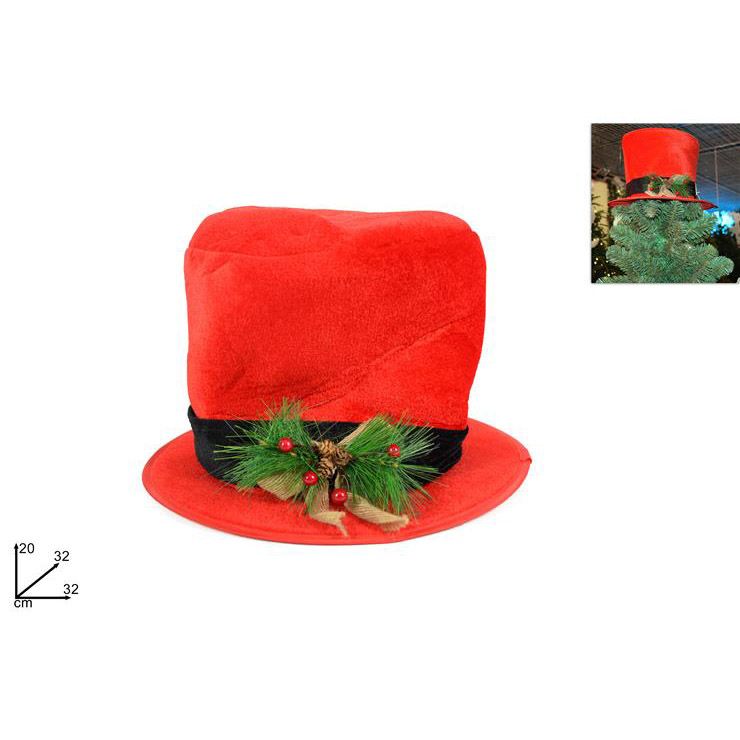 Cappello cilindro c/bacche rosso