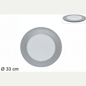 Sottopiatto natalizio 33cm bianco bordo silver