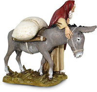 Viandante con asino per presepe da 12 cm