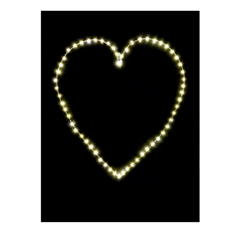 Cuore 50 cm  led bianco caldo batterie da interno