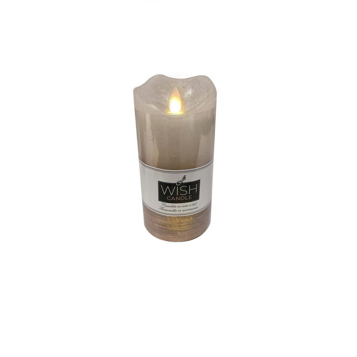 Wish candle led h.15 x d.7,5 cm metallic effetto fiamma reale bronze