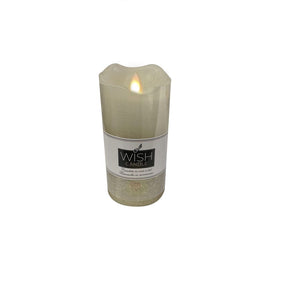 Wish candle led h.15 x d.7,5 cm metallic effetto fiamma reale gold