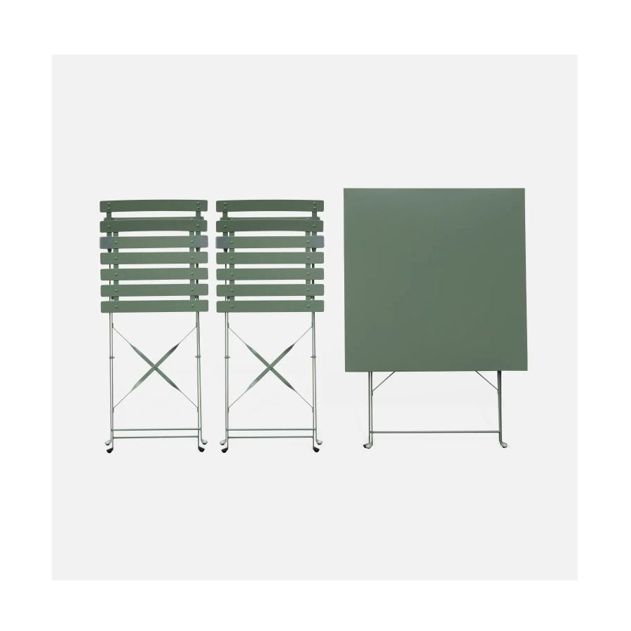 Set bistrot salvia tavolo 60x60 h71 2 sedie in acciaio